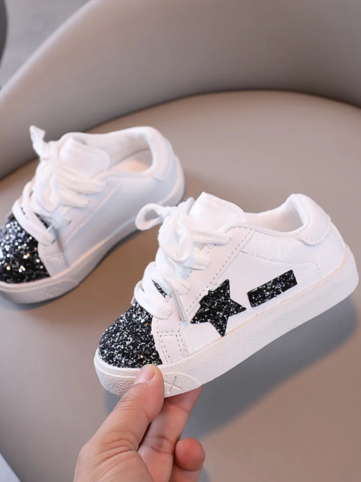 Girls Glitter Star Sneakers - Sparkling Comfort and Style By Liv and Mia /girls sneakers, girls shoes, toddler girl sneakers, sneakers for girls, baby girl sneakers, shoes for girls, little girl shoes